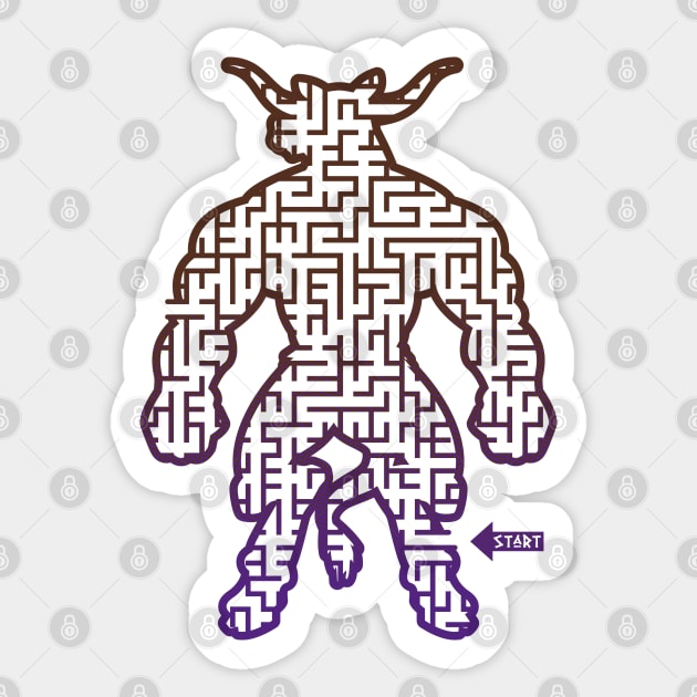 Inverterted Minotaur Sticker by jonah block